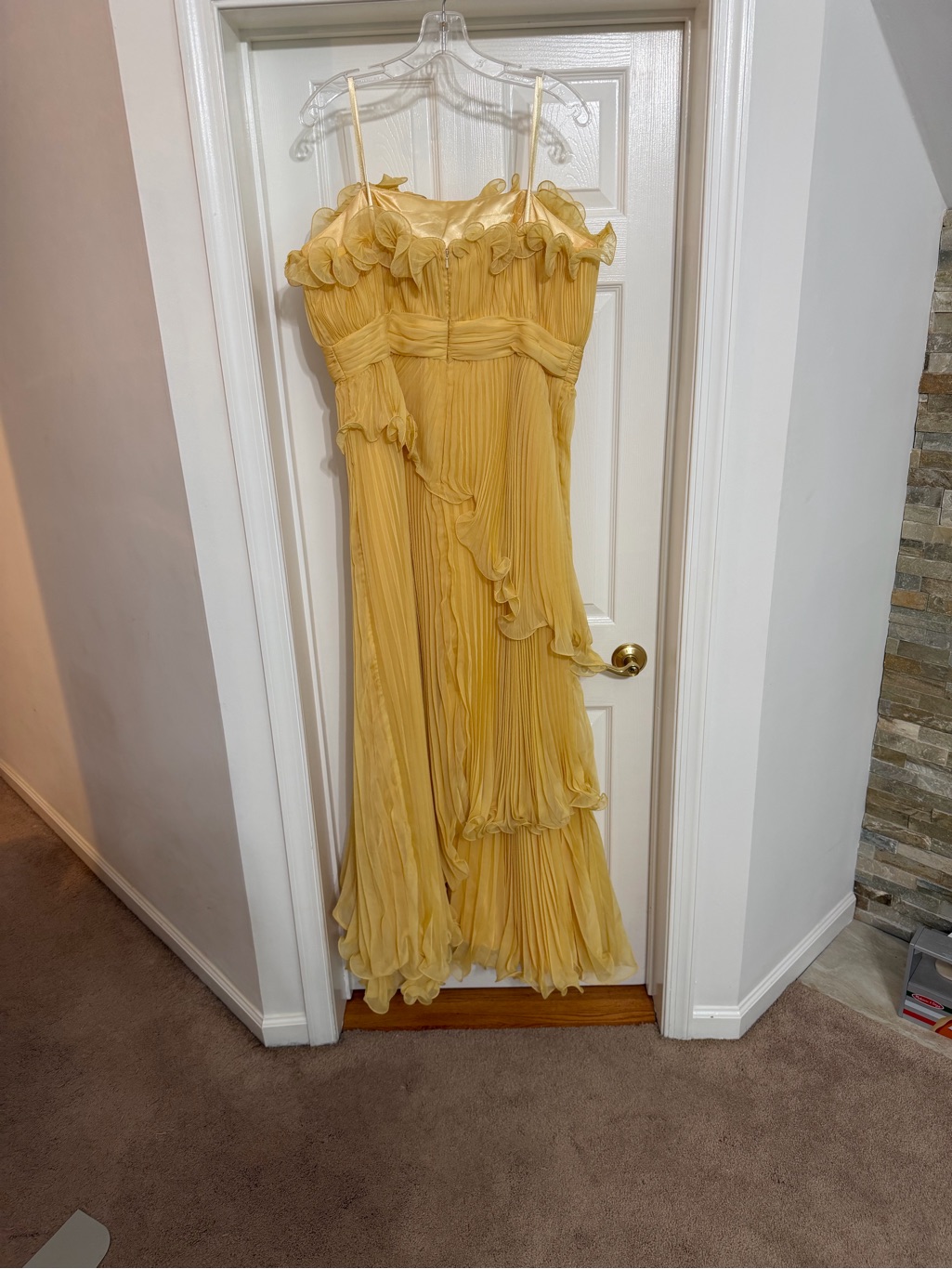 Mac Duggal Sunflower Yellow Ruffled Pleated Gown